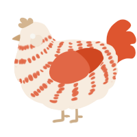 Tip top, a cream and vermilion chicken with a bar pattern