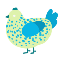Blue Cheese, a apple and cerulean chicken with a speckle pattern