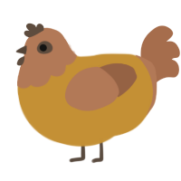 A gold and brown chicken with a head pattern