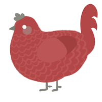 A red chicken with a lace pattern