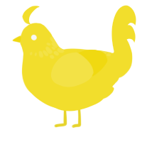 pee, a yellow chicken with a neck-speckle pattern