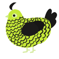 A lime and sable chicken with a lace pattern