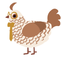 Atzi, a cream and brown chicken with a lace pattern