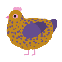 silly, a ochre and overcast chicken with a speckle pattern