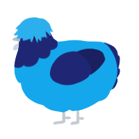 A sky and navy chicken with a head pattern
