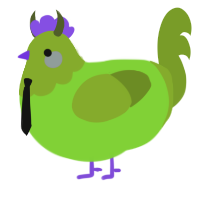 juice, a grass and chartreuse chicken with a head pattern