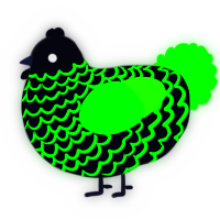 Glowstick, a white and amethyst chicken with a lace pattern