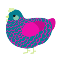 A sea and fuchsia chicken with a lace pattern