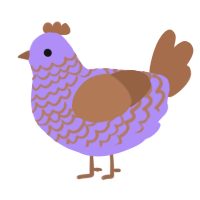 A lilac and brown chicken with a lace pattern