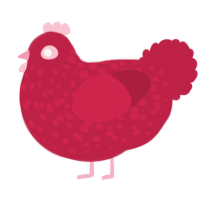 (unnamed), a crimson chicken with a speckle pattern