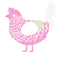 Carnation, a pink and white chicken with a lace pattern