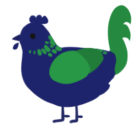 (unnamed), a navy and viridian chicken with a neck-speckle pattern