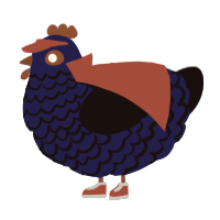Bertie, a navy and black chicken with a lace pattern