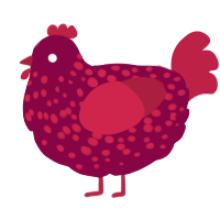 (unnamed), a maroon and crimson chicken with a speckle pattern