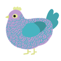 dippin dots, a lilac and cerulean chicken with a double-lace pattern