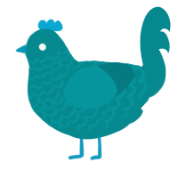 teal xxy, a teal chicken with a lace pattern