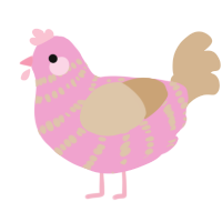 (unnamed), a pink and beige chicken with a bar pattern