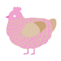 crinoline, a pink and beige chicken with a lace pattern