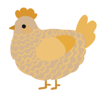 Marigold, a beige and honey chicken with a lace pattern