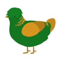 A leaf and ochre chicken with a neck-band pattern