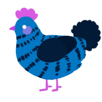 A sapphire and tumblr chicken with a bar pattern