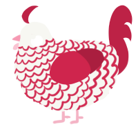 (unnamed), a white and crimson chicken with a lace pattern