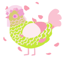 A lime and rose chicken with a lace pattern