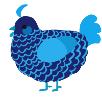 Dysphotic, a navy and sky chicken with a lace pattern