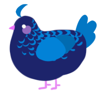 A navy and sapphire chicken with a half-lace pattern