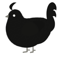 A black chicken with a lace pattern