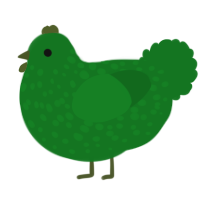 Mossball, a leaf chicken with a speckle pattern