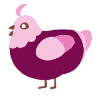 Raspberry, a wine and pink chicken with a head pattern