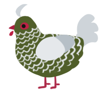 ROT, a olive and mist chicken with a lace pattern