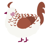 A white and russet chicken with a half-lace pattern