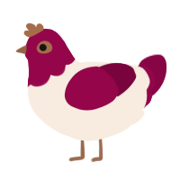 Raspberry Cream, a cream and maroon chicken with a head pattern