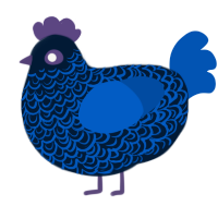 A tumblr and ultramarine chicken with a double-lace pattern