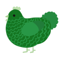 Aicha, a leaf and viridian chicken with a lace pattern