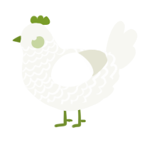 Heartful, a white chicken with a lace pattern