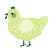 A lemon and apple chicken with a speckle pattern