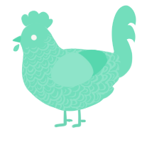A mint chicken with a double-lace pattern