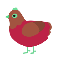 A crimson and russet chicken with a head pattern