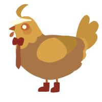 A brown and ochre chicken with a head pattern