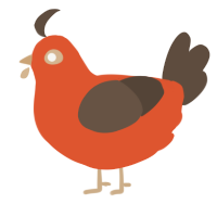 AKEE, a vermilion and bark chicken