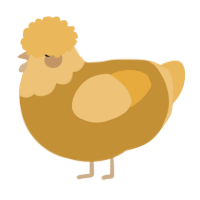A gold and honey chicken with a head pattern
