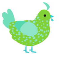 Planet X, a grass and mint chicken with a speckle pattern