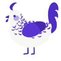 Indigo Lace, a white and indigo chicken with a half-lace pattern