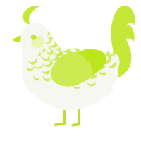 Lime Lace, a white and lime chicken with a half-lace pattern