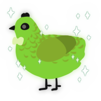 MisspelledChicken, a grass and chartreuse chicken with a half-lace pattern