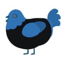 Sam2, a black and sapphire chicken with a head pattern