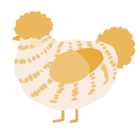 A cream and honey chicken with a bar pattern